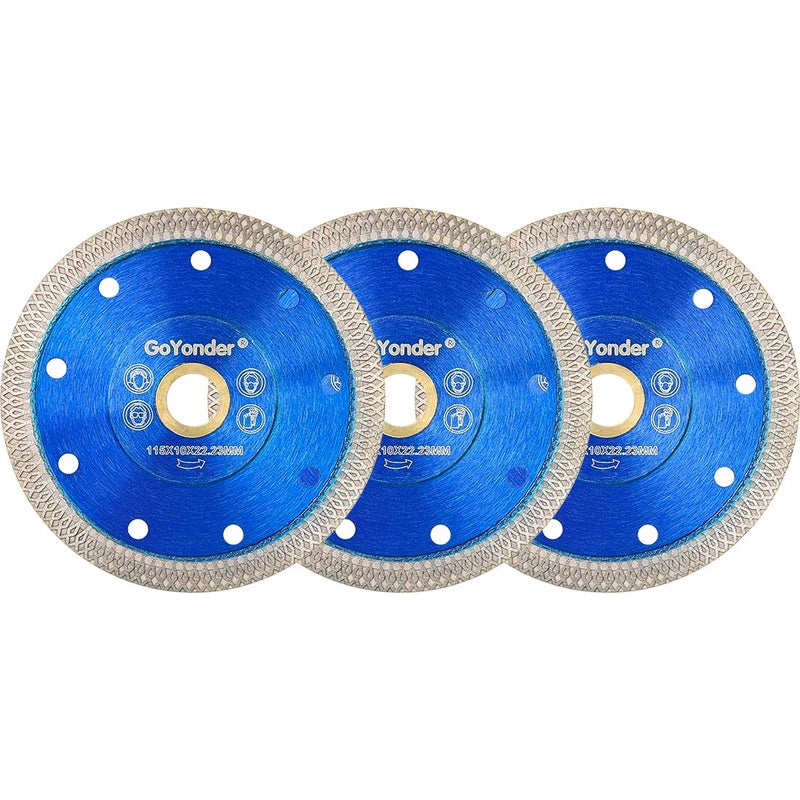 GoYonder 4.5 Inch Super Thin Diamond Saw Blade for Cutting Porcelain Tiles,Granite Marble Ceramics (4.5â€œBlue-3PCS) - Image 1